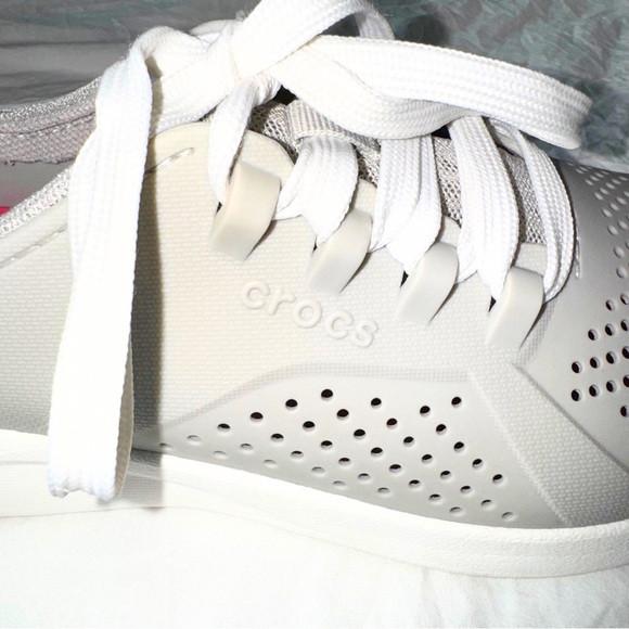 CROCS Women's LiteRide Gray and Pink Pacer Sneakers - Picture 8 of 9